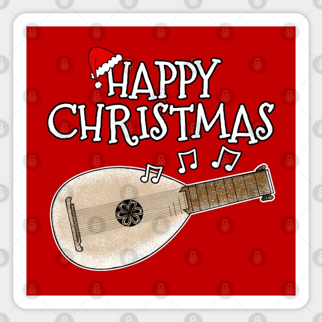 Christmas Lute Lutenist Musician Xmas 2022 Magnet by doodlerob